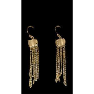 TAI Rose Quart & CZ with Gold Chain Fringe Earrings